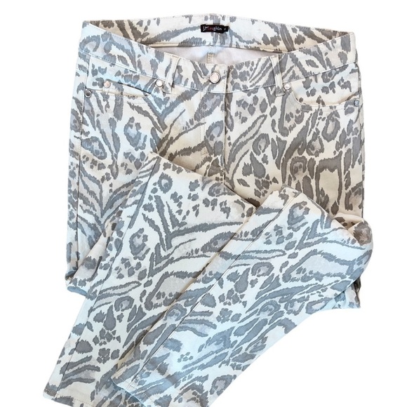 J. McLAUGHLIN Lexi Mid Rise Jeans Size 6 in Cream and Gray Print - Picture 6 of 13